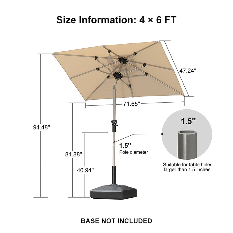 PURPLE LEAF Deluxe Aluminum Market Umbrella, Outdoor Table Umbrella for Patio, Porch
