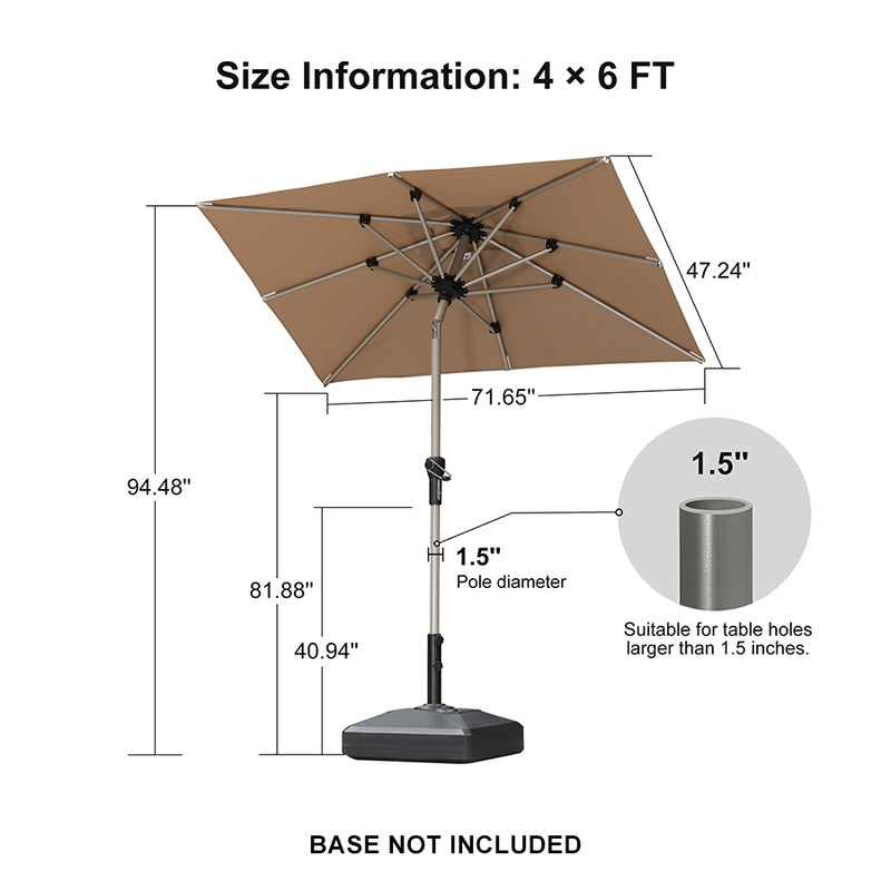 PURPLE LEAF Deluxe Aluminum Market Umbrella, Outdoor Table Umbrella for Patio, Porch