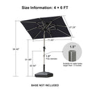 PURPLE LEAF Deluxe Aluminum Market Umbrella, Outdoor Table Umbrella for Patio, Porch