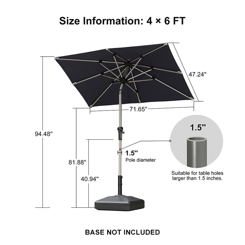 PURPLE LEAF Deluxe Aluminum Market Umbrella, Outdoor Table Umbrella for Patio, Porch
