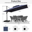 PURPLE LEAF Double Top 10 / 11 / 12 / 9 x 12 ft Square and Rectangle Outdoor Cantilever Umbrella