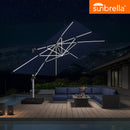 PURPLE LEAF Premium SUNBRELLA Patio Cantilever Umbrella with Solar LED Lights