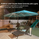 PURPLE LEAF Double Sided Patio Umbrella with Light Large Market Umbrellas with Base