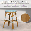 PURPLE LEAF Patio French Round Counter Stool Set of 2 Rattan Backless Stackable Barstools Aluminum Frame Footrest with Woven Wicker for Outdoor Kitchen Yard