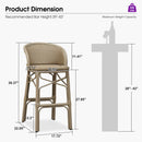 PURPLE LEAF Outdoor Bar Stools Set of 2 Rattan Patio Tall Bar Chairs Aluminum Frame with Back Barstools for Kitchen Garden Backyard Bistros Restaurant