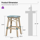 PURPLE LEAF Outdoor Bar Stools Set of 2 Rattan Patio Tall Bar Chairs Aluminum Frame with Back Barstools for Kitchen Garden Backyard Bistros Restaurant