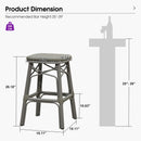 PURPLE LEAF Outdoor Bar Stools Set of 2 Rattan Patio Tall Bar Chairs Aluminum Frame with Back Barstools for Kitchen Garden Backyard Bistros Restaurant