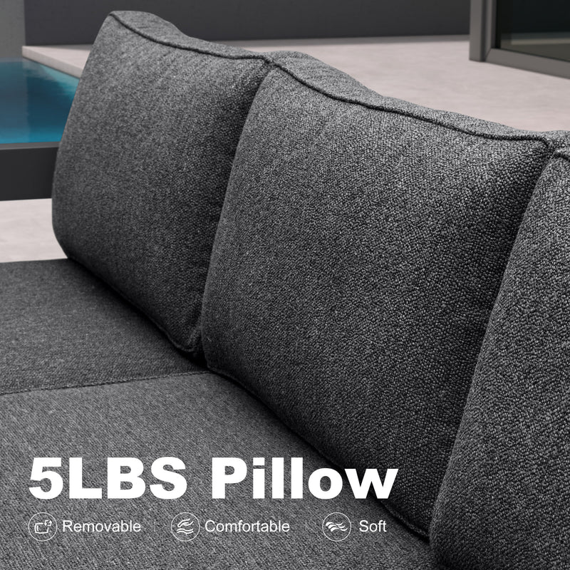 PURPLE LEAF Caesar Enclosed Patio Conversation Set with Grey Cushion Pillows and Ottoman for Porch Graden