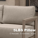 PURPLE LEAF Caesar Open-End Patio Conversation Set with Khaki Cushion Pillows and Ottoman for Modern Outdoor Deck