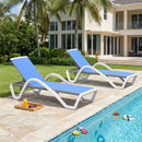 PURPLE LEAF Patio Chaise Lounge Chair Outdoor Plastic Textilene Sun Bathing Recliner Tanning Pool Lounger with 6 Adjustable Position for Outside Beach in-Pool Lawn Poolside