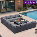 PURPLE LEAF Sanori U-Shaped Patio Couch Set Modular Sofa with Grey Cushions and Ottoman for Balcony