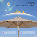 PURPLE LEAF Premium Teak‑Finish Aluminum Frame Outdoor Patio Market Umbrella with Rope Pulley Lift
