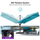 PURPLE LEAF Lateral Tilt Patio Umbrella with Base, 360° Swivel Cantilever Umbrella with Stand