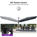 PURPLE LEAF Lateral Tilt Patio Umbrella with Base, 360° Swivel Cantilever Umbrella with Stand