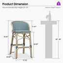 PURPLE LEAF Outdoor Bar Stools Set of 2 Rattan Patio Tall Bar Chairs Aluminum Frame with Back Barstools for Kitchen Garden Backyard Bistros Restaurant