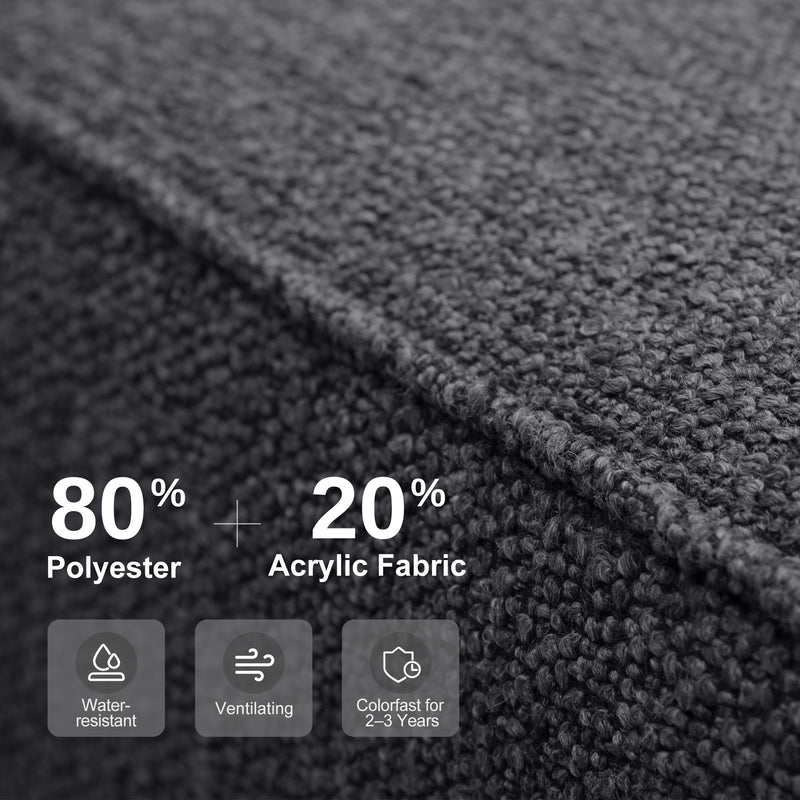 PURPLE LEAF Caesar Enclosed Patio Conversation Set with Grey Cushion Pillows and Ottoman for Porch Graden