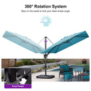 PURPLE LEAF Lateral Tilt Patio Umbrella with Base, 360° Swivel Cantilever Umbrella with Stand