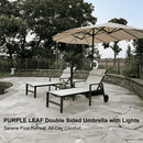 PURPLE LEAF Double Sided Patio Umbrella with Light Large Market Umbrellas with Base