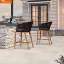 PURPLE LEAF Sunbrella Counter Height Outdoor Bar Stool , Teak