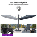 PURPLE LEAF Lateral Tilt Patio Umbrella with Base, 360° Swivel Cantilever Umbrella with Stand