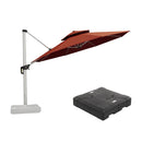 PURPLE LEAF Large Round Patio Cantilever Umbrella With Base for Deck, Pool, Backyard