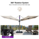 PURPLE LEAF Lateral Tilt Patio Umbrella with Base, 360° Swivel Cantilever Umbrella with Stand