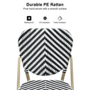 Clearance-PURPLE LEAF Modern Bar Stool Set of 2, Woven Counter Stools with Back, Bistro Bar Stools