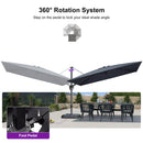 PURPLE LEAF Lateral Tilt Patio Umbrella with Base, 360° Swivel Cantilever Umbrella with Stand