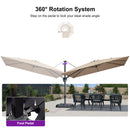 PURPLE LEAF Lateral Tilt Patio Umbrella with Base, 360° Swivel Cantilever Umbrella with Stand