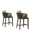 PURPLE LEAF Hailar Outdoor Bar Stools Chair Modern Rattan Bar Stool with Back and Cushion for Balcony, Indoor or Outdoor, Kitchen Island