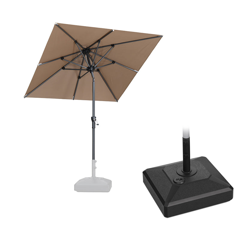 PURPLE LEAF Crank and Tilt Square Patio Table Umbrella with Base for Garden Porch