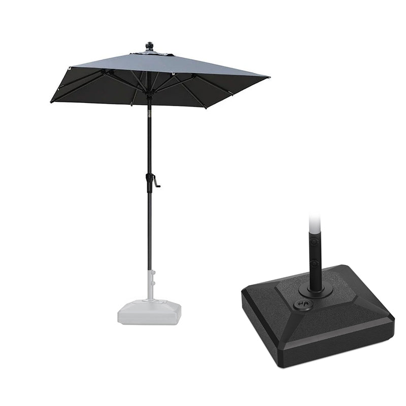 PURPLE LEAF Crank and Tilt Square Patio Table Umbrella with Base for Garden Porch