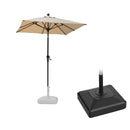 PURPLE LEAF Crank and Tilt Square Patio Table Umbrella with Base for Garden Porch