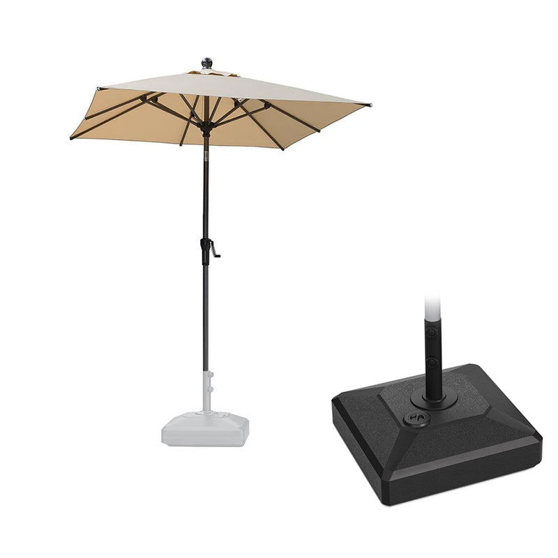 PURPLE LEAF Crank and Tilt Square Patio Table Umbrella with Base for Garden Porch