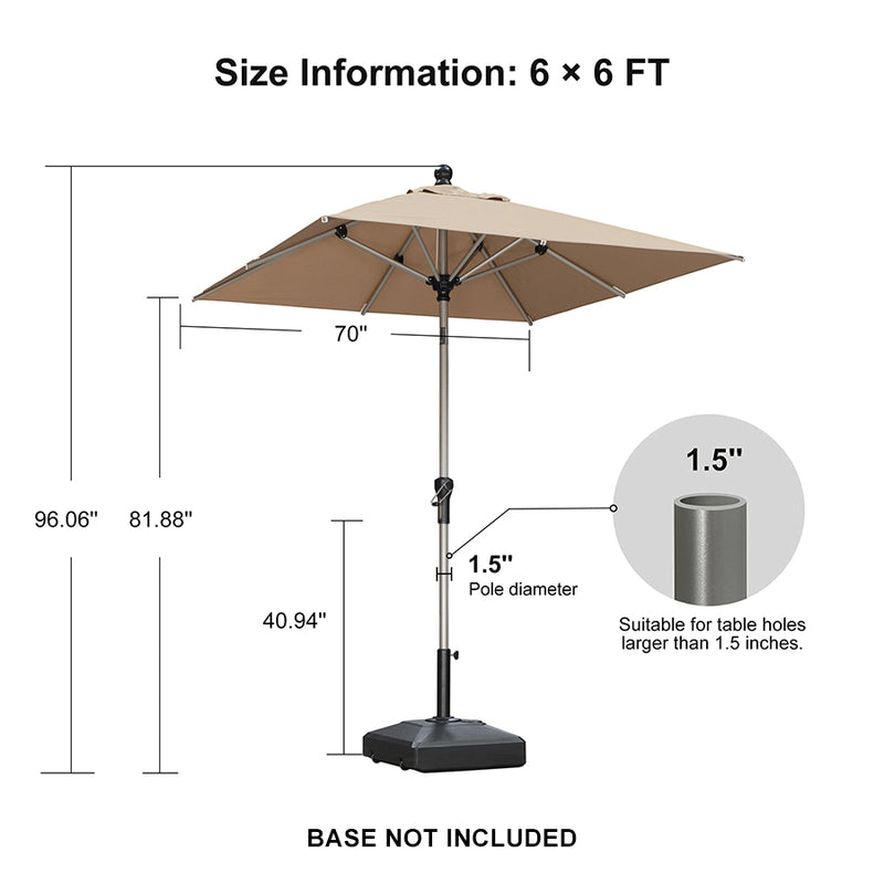 PURPLE LEAF Deluxe Aluminum Market Umbrella, Outdoor Table Umbrella for Patio, Porch