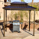 PURPLE LEAF Hardtop Grill Gazebo for Patio Bronze Permanent Metal Roof Outside Sun Shade Outdoor BBQ Canopy