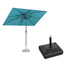 PURPLE LEAF Crank and Tilt Rectangular Outdoor Patio Market Umbrella with Base