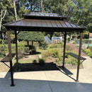 PURPLE LEAF Hardtop Grill Gazebo for Patio Bronze Permanent Metal Roof Outside Sun Shade Outdoor BBQ Canopy