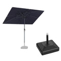 PURPLE LEAF Crank and Tilt Rectangular Outdoor Patio Market Umbrella with Base