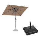 PURPLE LEAF Crank and Tilt Rectangular Outdoor Patio Market Umbrella with Base