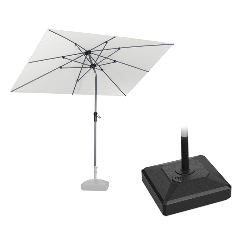 PURPLE LEAF Crank and Tilt Rectangular Outdoor Patio Market Umbrella with Base