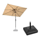 PURPLE LEAF Crank and Tilt Rectangular Outdoor Patio Market Umbrella with Base