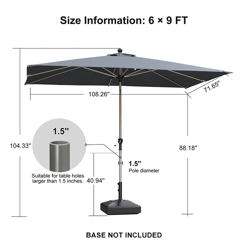 PURPLE LEAF Deluxe Aluminum Market Umbrella, Outdoor Table Umbrella for Patio, Porch