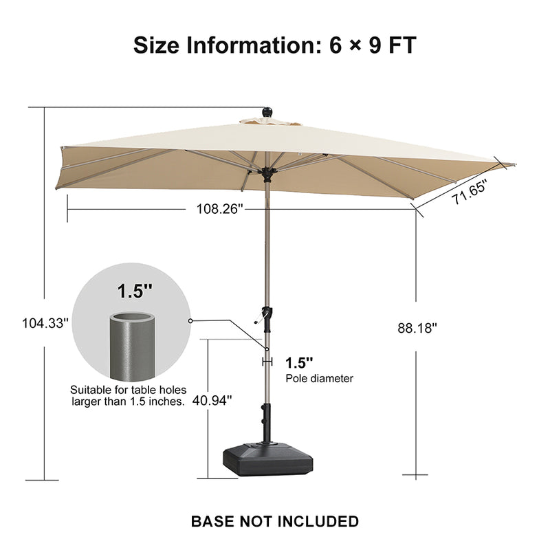 PURPLE LEAF Deluxe Aluminum Market Umbrella, Outdoor Table Umbrella for Patio, Porch