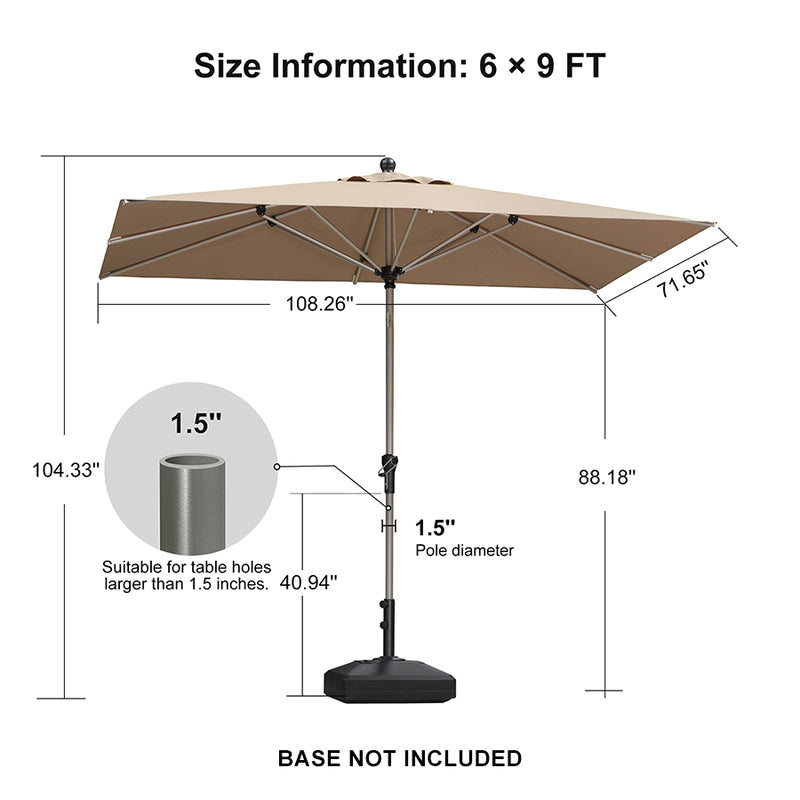 PURPLE LEAF Deluxe Aluminum Market Umbrella, Outdoor Table Umbrella for Patio, Porch