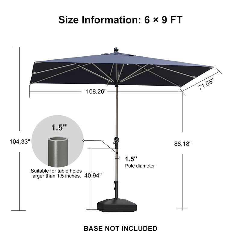 PURPLE LEAF Deluxe Aluminum Market Umbrella, Outdoor Table Umbrella for Patio, Porch