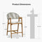 PURPLE LEAF Outdoor Bar Stool Counter Stools Rattan Bar Chair with Back Aluminum Modern Barstools for Patio Garden Kitchen