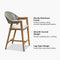 PURPLE LEAF Outdoor Bar Stool Counter Stools Rattan Bar Chair with Back Aluminum Modern Barstools for Patio Garden Kitchen