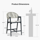 PURPLE LEAF Outdoor Bar Stool Counter Stools Rattan Bar Chair with Back Aluminum Modern Barstools for Patio Garden Kitchen