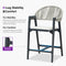 PURPLE LEAF Outdoor Bar Stool Counter Stools Rattan Bar Chair with Back Aluminum Modern Barstools for Patio Garden Kitchen